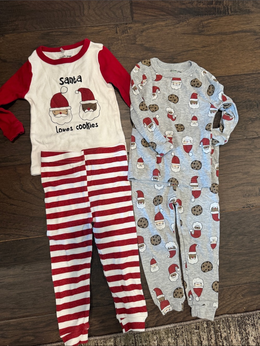 Kids Santa Cookie Pajama Set - Red & Gray